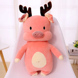 Cartoon Piggy Christmas Elk Plush Toy Soft Stuffed Pig Toy Pillow