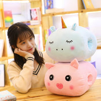 Soft Unicorn Hand Warm Stuffed Animals Plush Toy Pig Pillow Cushion