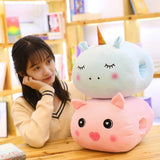 Soft Unicorn Hand Warm Stuffed Animals Plush Toy Pig Pillow Cushion