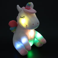 LED Unicorn Plush Toy Glowing Soft Stuffed Animal Unicorn Doll Pillow
