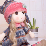 Stuffed Girls Doll Toy Beautiful Plush Dolls in Knit Skirts Flower Hat