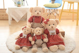 2pcs Couple Teddy Bear Plush Toys Stuffed Bear Doll with Plaid Clothes