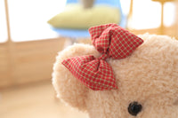 2pcs Couple Teddy Bear Plush Toys Stuffed Bear Doll with Plaid Clothes