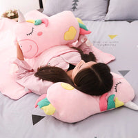42CM Hand Warm Plush Toy Unicorn Doll Stuffed Pillow with Blanket
