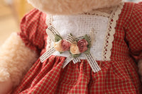 2pcs Couple Teddy Bear Plush Toys Stuffed Bear Doll with Plaid Clothes