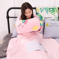 42CM Hand Warm Plush Toy Unicorn Doll Stuffed Pillow with Blanket