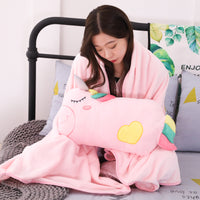 42CM Hand Warm Plush Toy Unicorn Doll Stuffed Pillow with Blanket
