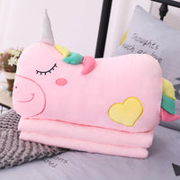 42CM Hand Warm Plush Toy Unicorn Doll Stuffed Pillow with Blanket