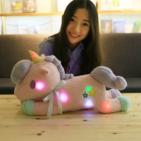 Cute Light Colorful Unicorn Plush Toy Stuffed Luminous Pillow