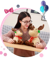 Christmas Scarf Elk Plush Toys Cute Cartoon Deer Animal Stuffed Doll