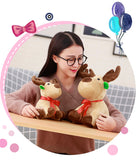 Christmas Scarf Elk Plush Toys Cute Cartoon Deer Animal Stuffed Doll