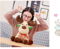Christmas Scarf Elk Plush Toys Cute Cartoon Deer Animal Stuffed Doll