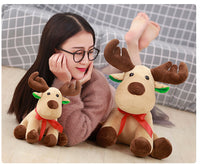 Christmas Scarf Elk Plush Toys Cute Cartoon Deer Animal Stuffed Doll