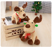 Christmas Scarf Elk Plush Toys Cute Cartoon Deer Animal Stuffed Doll